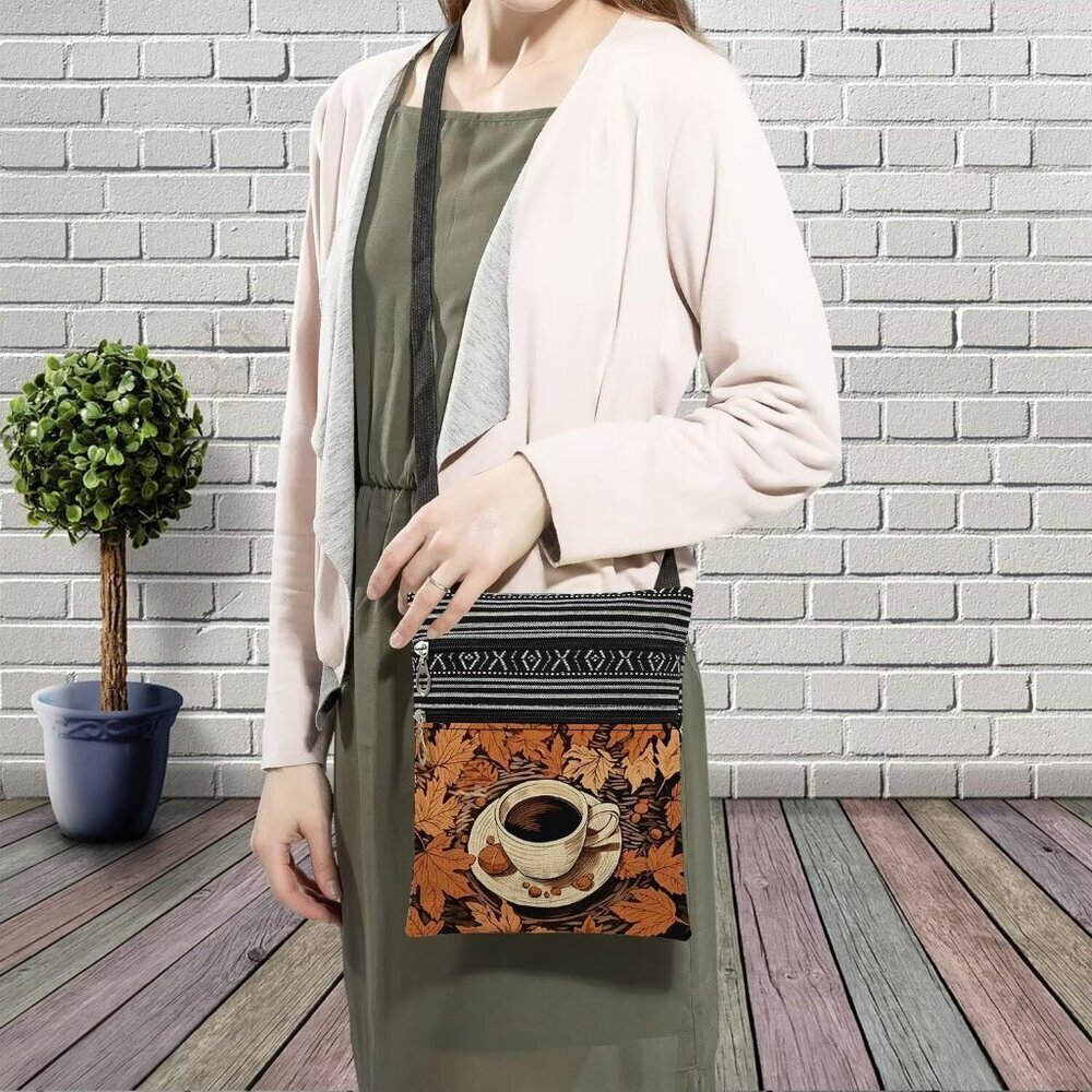 Crossbody Bag Polyester Small Ethnic Printed Adjustable Strap Ladies - Picture 2 of 7
